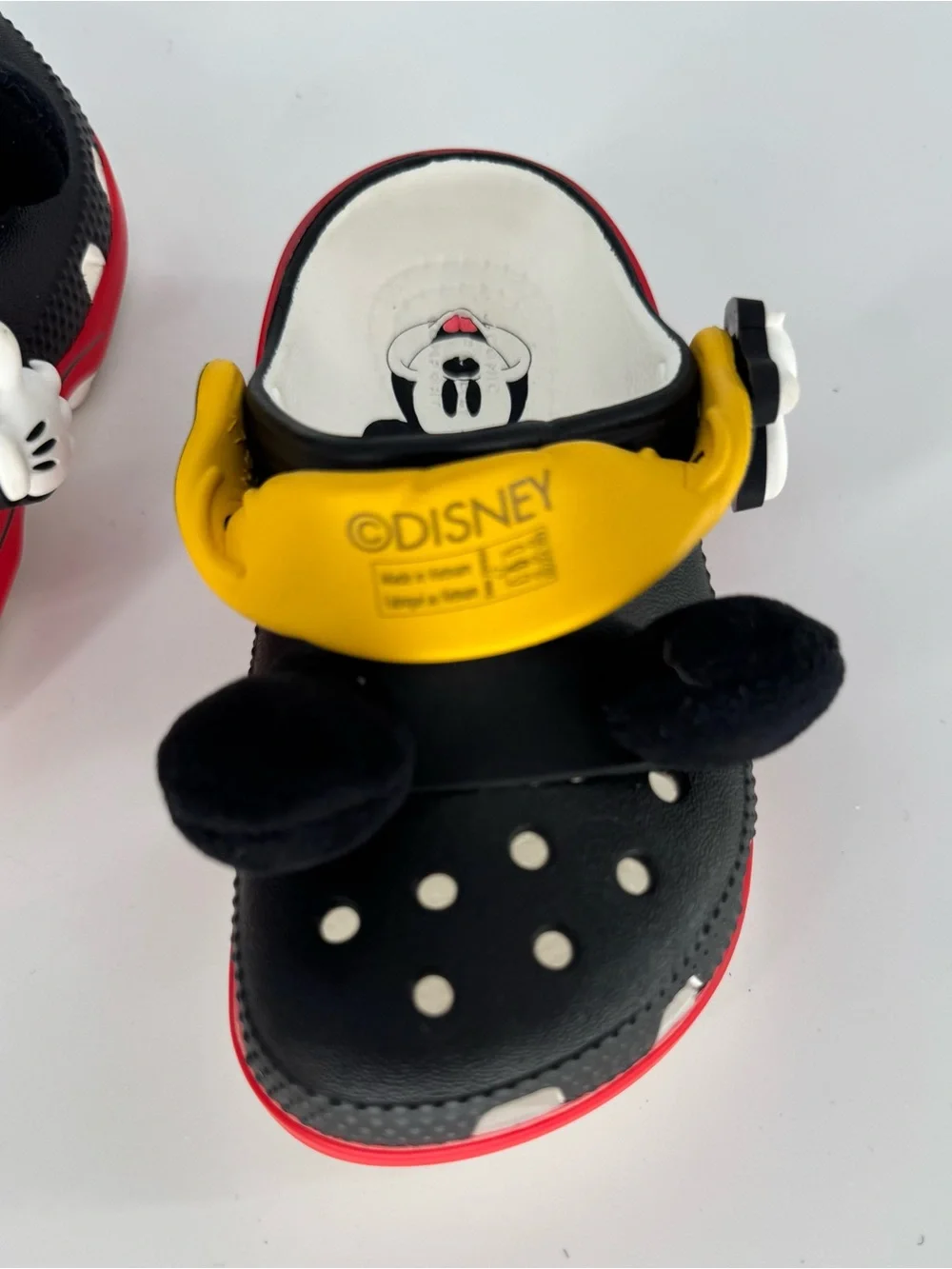 CROCS Kids Black with Yellow & Red Mickey Ear Clogs Unisex Size 7
